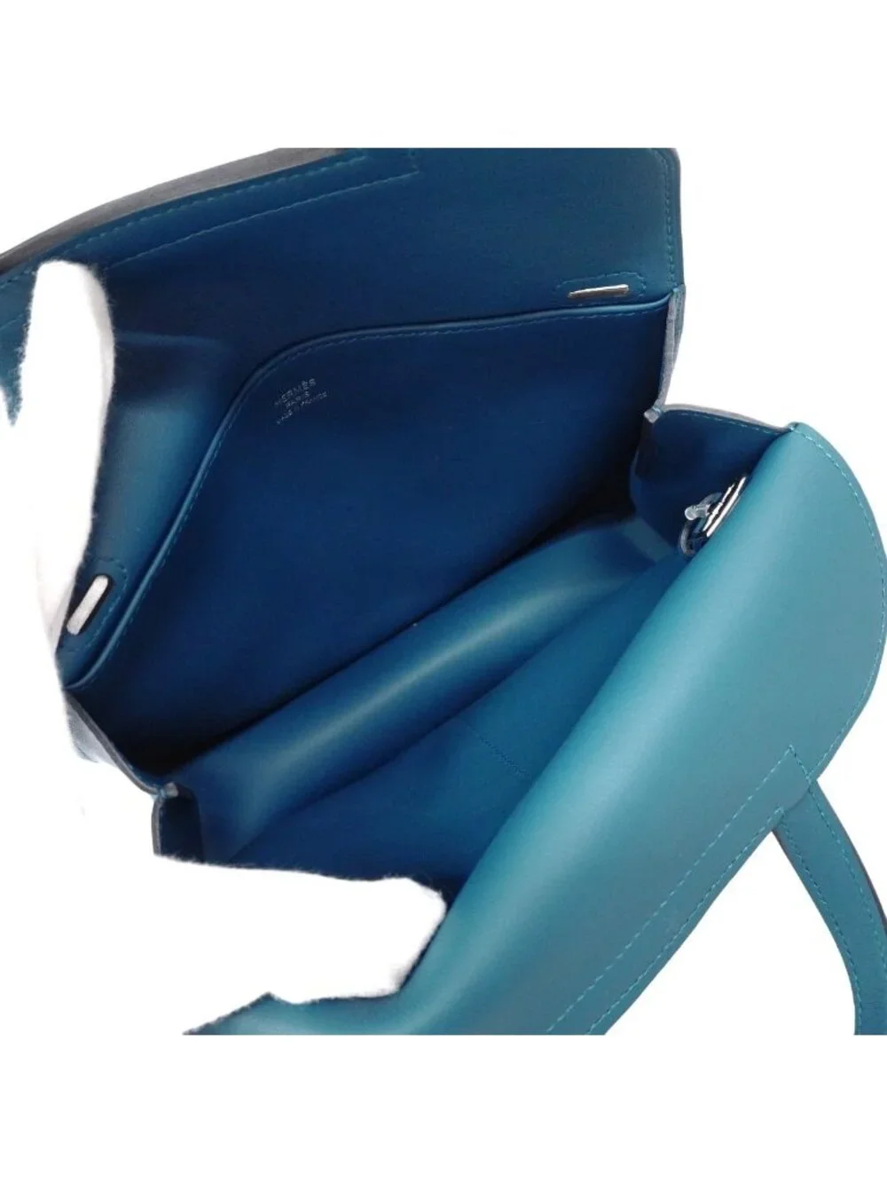 Hermes Handbag Halzan Mini Swift Blue Thailand Silver 2-Way Bag